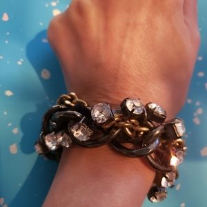 Twisted silver, gold & crystal bracelet.